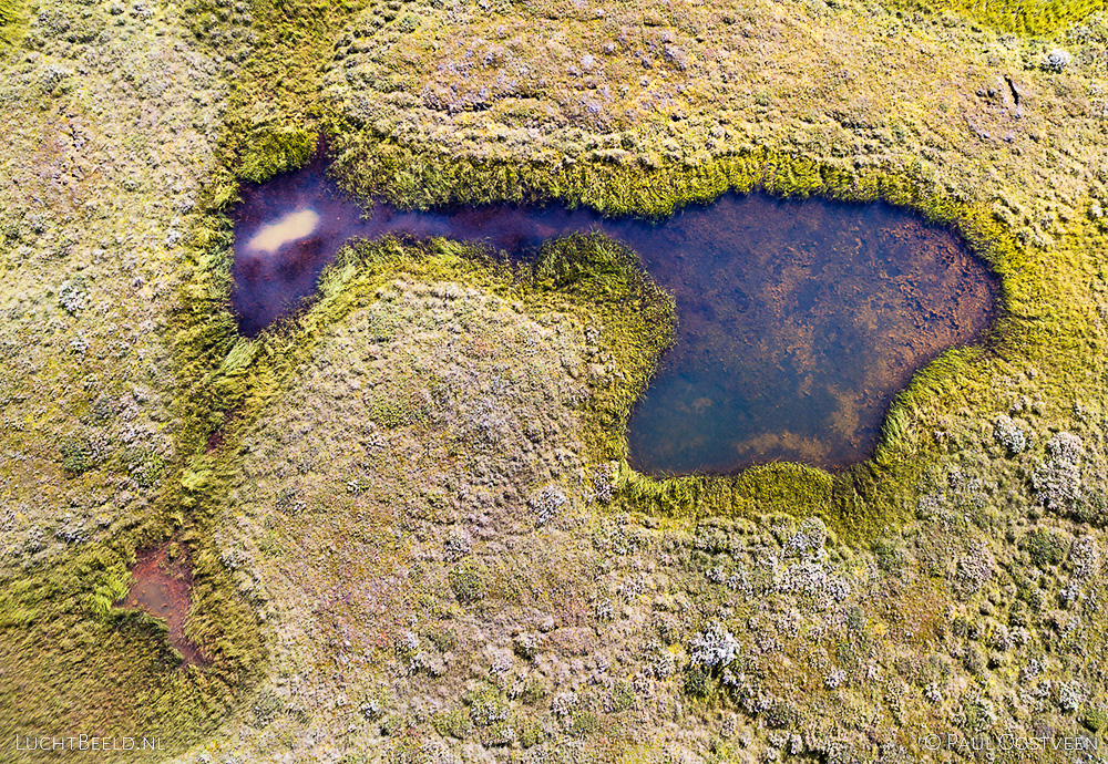 Aerial view of lake in central Iceland