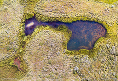 Aerial view of lake in central Iceland