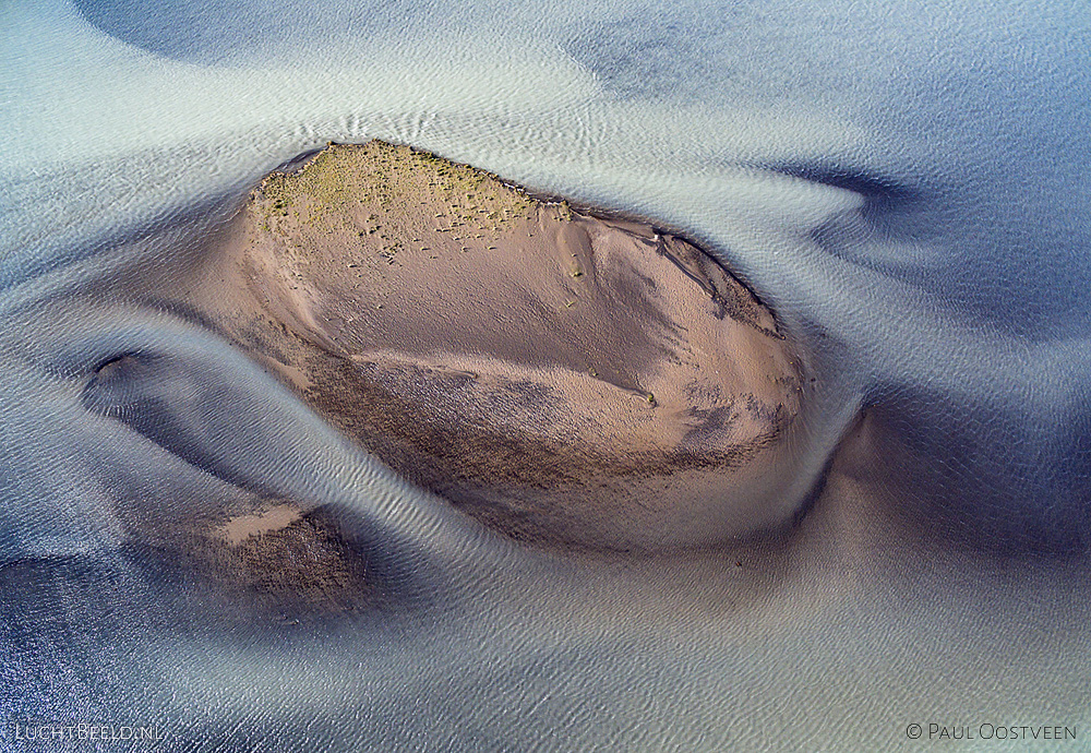 Sandbars in river Héraðsvötn in northern Iceland. Aerial photo captured with a camera drone (Phantom).