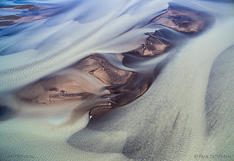 Sandbars in river Héraðsvötn in northern Iceland. Aerial photo captured with a camera drone (Phantom).