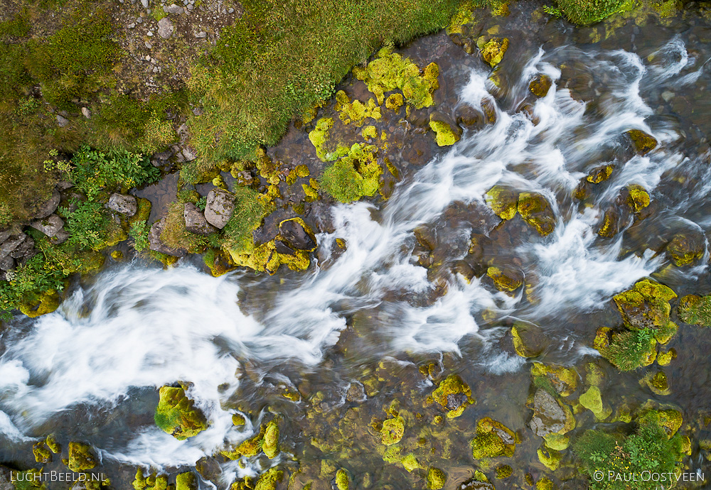 Waterfall Gljufara in the Westfjords of Iceland. Long exposure photo captured by drone.