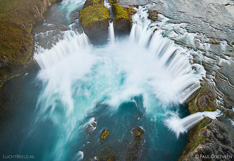 Goðafoss waterfall in Iceland. Long exposure aerial photo captured with a camera drone (Phantom) with aid of a PolarPro ND64 filter. Photographer: Paul Oostveen.