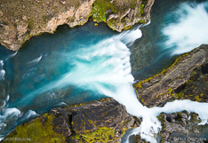Goðafoss waterfall in Iceland. Long exposure aerial photo captured with a camera drone (Phantom) with aid of a PolarPro ND64 filter. Photographer: Paul Oostveen.