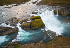 Goðafoss waterfall in Iceland. Long exposure aerial photo captured with a camera drone (Phantom) with aid of a PolarPro ND64 filter. Photographer: Paul Oostveen.