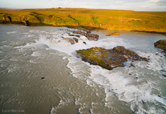 Urriðafoss (Urridafoss) waterfall in Iceland. Long exposure aerial photo captured with a camera drone (Phantom) with aid of a PolarPro ND64 filter. Photographer: Paul Oostveen.