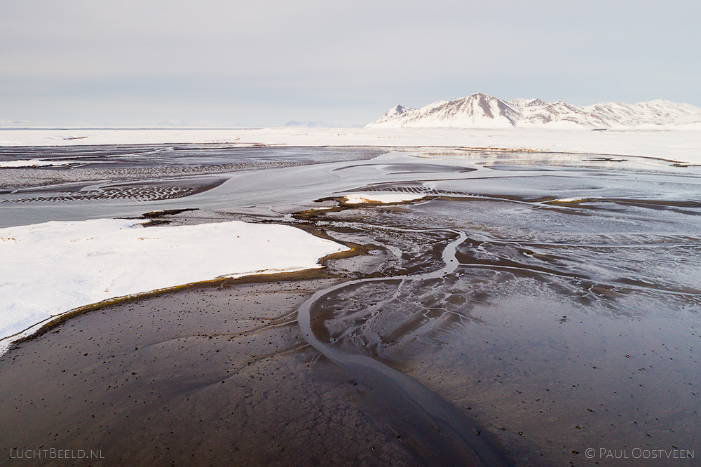 Leirarvogur in Iceland in winter. Aerial photo captured with a camera drone (Phantom) by Paul Oostveen.
