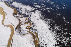 Snow and ice in winter in Iceland. Aerial photo captured with a camera drone (Phantom) by Paul Oostveen.