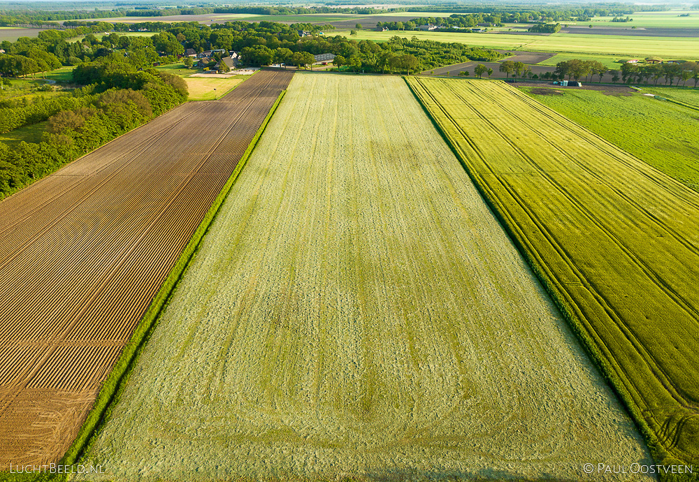 Akkers in Mantinge in Drenthe (luchtfoto door Paul Oostveen)