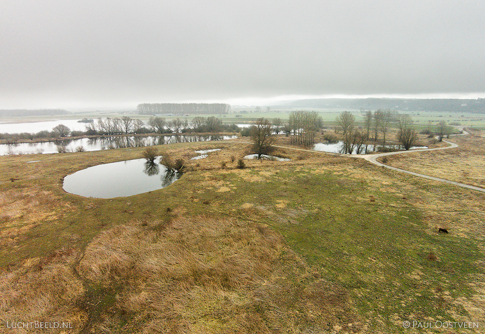 Luchtfoto van de Ooijpolder, gefotografeerd met een drone.