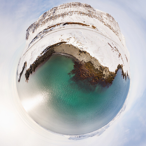 Akrafjall and Hvalfjörður in Iceland: 360 degrees panorama made with a camera drone by Paul Oostveen.