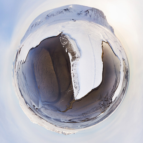 Akrafjall and Leirárvogur in Iceland: 360 degrees panorama made with a camera drone by Paul Oostveen.