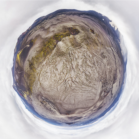 Hekla volcano: 360 degrees panorama made with a camera drone by Paul Oostveen.
