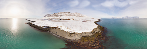 Akrafjall and Hvalfjörður in Iceland: 360 graden drone panorama captured by Paul Oostveen with camera drone.