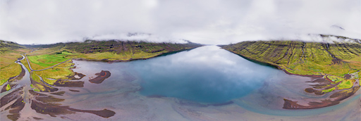 Mjóifjörður fjord in Iceland - 360 graden drone panorama captured by Paul Oostveen with camera drone