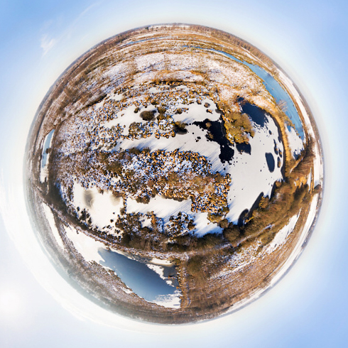 Little planet of Haaksbergerveen in winter