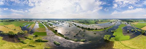 Hoogwater in de IJssel bij Ravenswaarden - 360 graden drone panorama captured by Paul Oostveen with camera drone