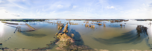 Hoogwater in de IJssel tussen Olst en Terwolde: 360 graden panorama gemaakt met een camera drone door Paul Oostveen.