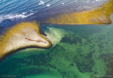 Coastline in Melrakkaslétta. Aerial photo captured with a camera drone.