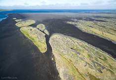 Sand area Sigríðarstaðasandur at the coast in northern Iceland. Aerial photo captured with a camera drone (Phantom).