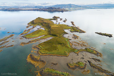 Island in Breidafjördur in Iceland. Aerial photo captured by drone.