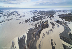 Glacial river Hverfisfljót in south Iceland captured with a camera drone.