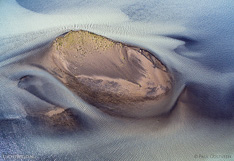 Sandbars in river Héraðsvötn in northern Iceland. Aerial photo captured with a camera drone (Phantom).