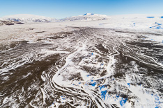 Geitland and glacier Langjökull in Iceland in winter. Aerial photo captured with a camera drone (Phantom) by Paul Oostveen.