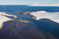 Coast near Kirkjufell on  Snæfellsnes in winter. Aerial photo captured with a camera drone (Phantom) by Paul Oostveen.