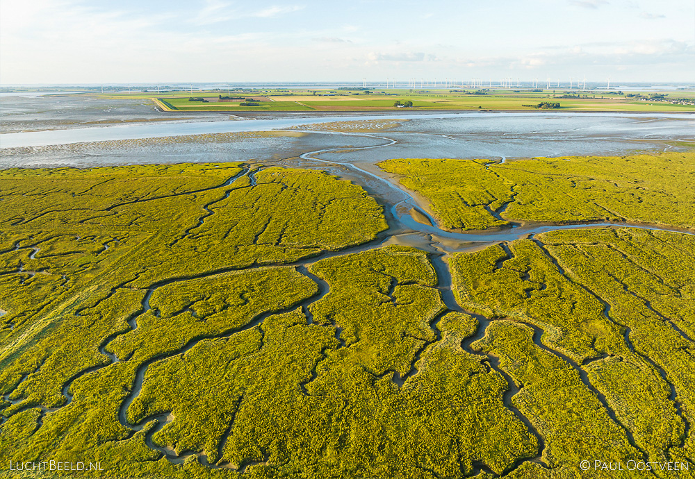 Luchtfoto van het getijdengebied de Schorren van Sint Annaland en de Krabbenkreek in Tholen