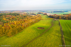Luchtfoto van heuvels en bossen in de herfst in het Rijk van Nijmegen bij Groesbeek